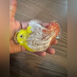 Handblown Glass Fish Ornament in Yellow and Orange